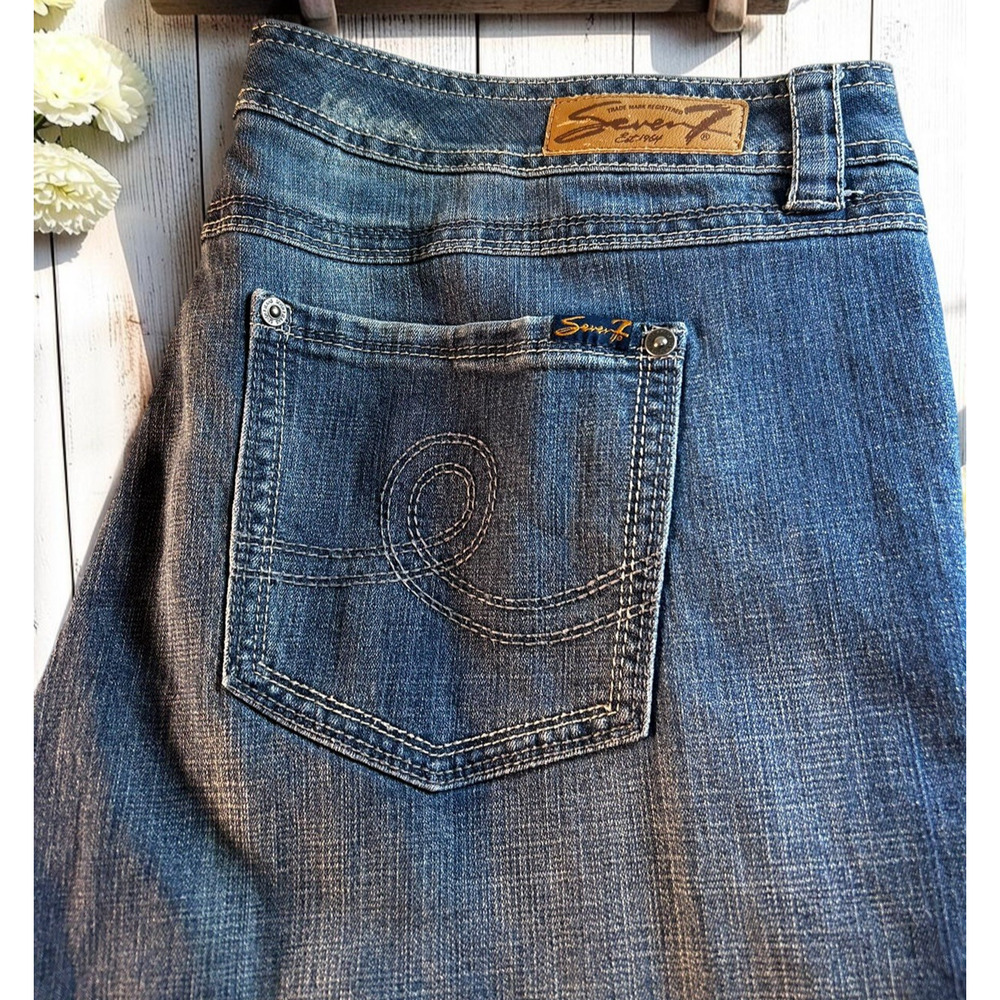 Seven7 Straight Leg Jeans Women's Size 24 Stretch Dark Blue Wash 32" Inseam - Picture 6 of 7